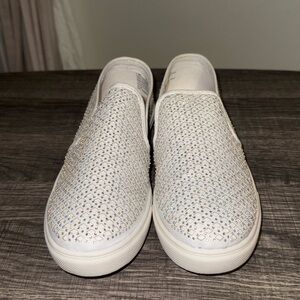 Material Girl White Slip-On Sneakers with Perforated Design